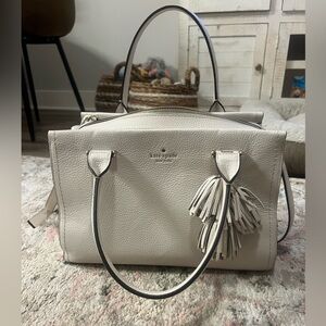 Kate Spade Light Gray Satchel with Tassels